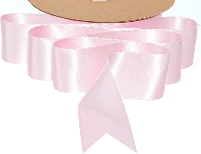 LaRibbons 1 1/2 Inch 50 Yard Double Faced Satin Ribbon, Light Pink Satin Craft - Image 9