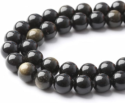AAA Natural Gold Obsidian Gemstone Beads Energy Healing Power Stones Round - Image 3