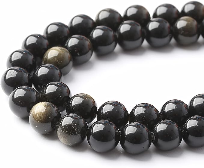 AAA Natural Gold Obsidian Gemstone Beads Energy Healing Power Stones Round - Image 3