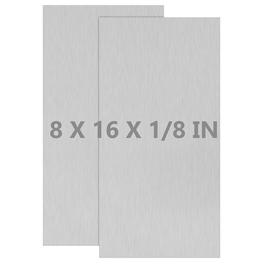 2Pack 6061 T651 Aluminum Sheet Metal 8 x 16 x 1/8 Inch Flat Plain Aluminum by Lswteiz