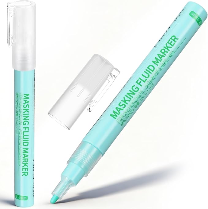 2 Pcs Masking Fluid Pen for Watercolor Painting, Capacity by Feifeiya