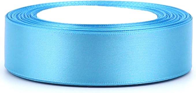 Light Blue Solid Satin Ribbon 1 Inch 25 Yards Solid Polyester Fabric Ribbon - Image 3
