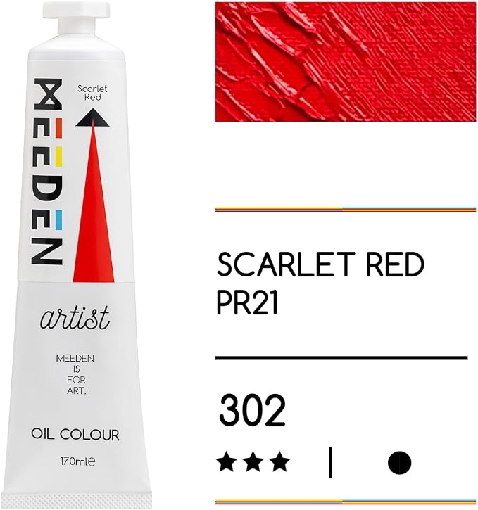 MEEDEN Artist Grade Oil Paint: Scarlet Red - 170ml/5.7oz Tube - Professional - Image 2