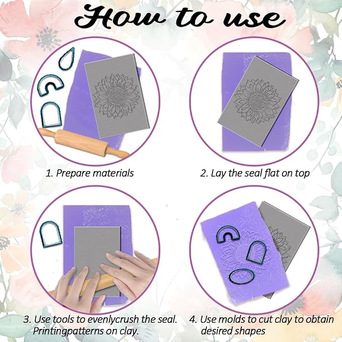 4PCS Polymer Clay Flowers Leaves Texture Sheets Set - Image 3