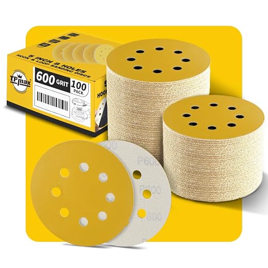 100PCS 5 Inch 600 Grit 125mm 8 Hole Sanding Discs Sandpaper by TPmax