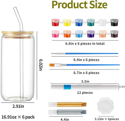 WJXCYGG 6 Sets Paint Your Own Wine Glass Paint Set 6 Wine Glass 2 Glass Paint - Image 2