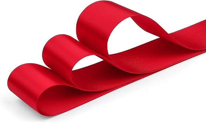 Humphrey's Craft 1-1/2 Inch Red Satin Ribbon Double Faced 25 Yards, Thick Silk - Image 2