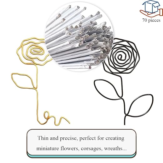 HAHIYO 18Gauge White Paper-Wrapped Metal Floral Wire 14 Inches, 70 Pack - Image 3
