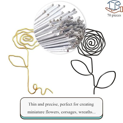 HAHIYO 18Gauge White Paper-Wrapped Metal Floral Wire 14 Inches, 70 Pack - Image 3