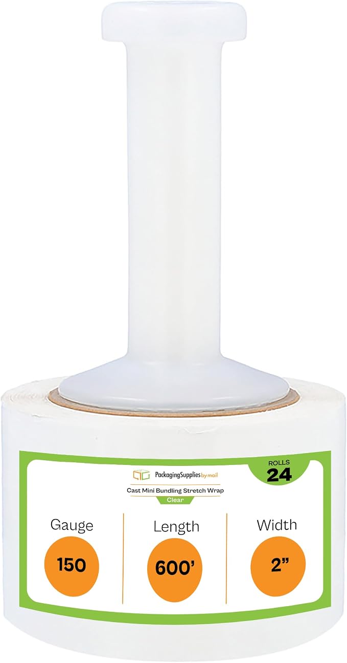 PSBM Mini Stretch Wrap with Handle, 24 Pack, 2 Inch x 600 Feet, 150 Gauge by PackagingSuppliesbymail