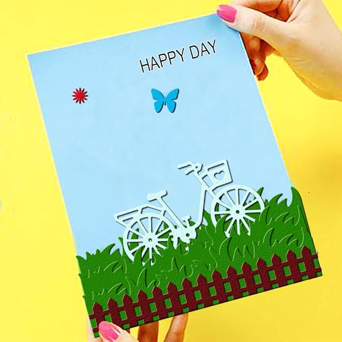 Grass Fence and Bike Metal Cutting Dies, Grass Bush Fence Die Cuts - Image 4