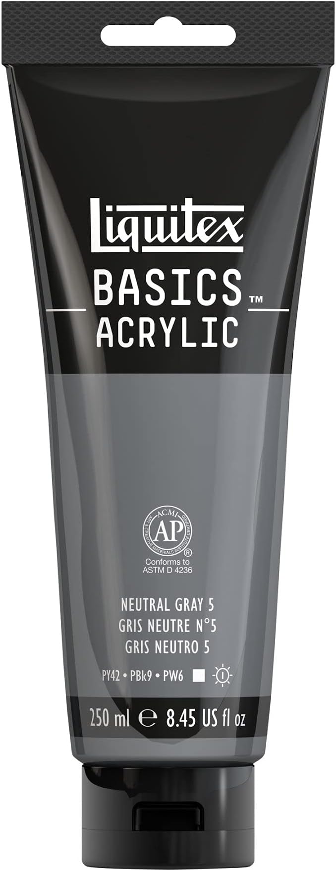 Liquitex BASICS Acrylic Paint, 250ml Tube, Neutral Gray Value 5 - Image 2