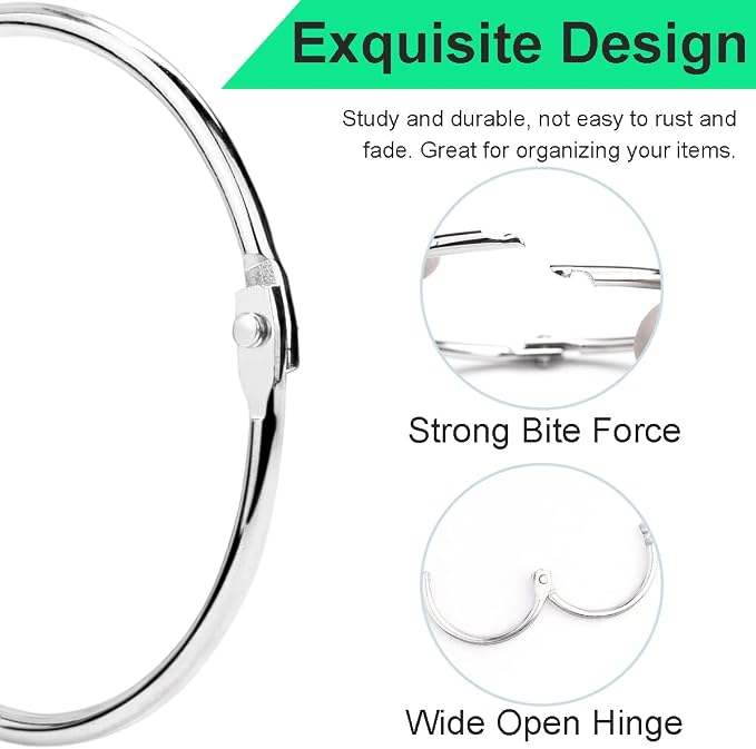 CooBigo 50 Pack Binder Ring, Metal Book Ring Paper Ring Holder 1-1/2-Inch Loose - Image 7