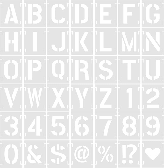 4 Inch 42 Pcs Reusable Letter Number Symbol Stencils, Plastic Painting Templates by Unknown