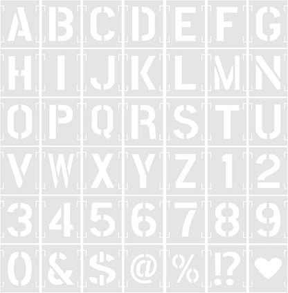 4 Inch 42 Pcs Reusable Letter Number Symbol Stencils, Plastic Painting Templates by Unknown