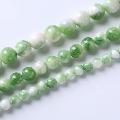 60pcs 6mm Natural Green White Persian Jade Stone Round Beads - Image 5