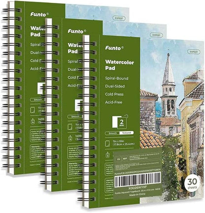 Funto Watercolor Pad 10x7, 90 Sheets, 140 lb/300 GSM, Double-Sided, Cold Press - Image 7