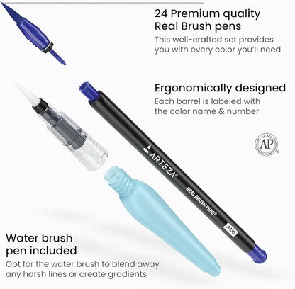 ARTEZA Watercolor Paint Pens, 24 Watercolor Brush Pens - Image 4