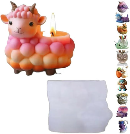 Animal Resin Molds Silicone 3D Cute Sheep Epoxy Resin Plaster Candle Holder Wax by Unknown