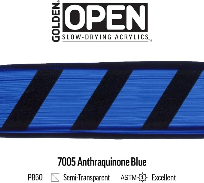 OPEN Slow-Drying Acrylics by GOLDEN, Anthraquinone Blue, 2 fl oz. tube - Image 6