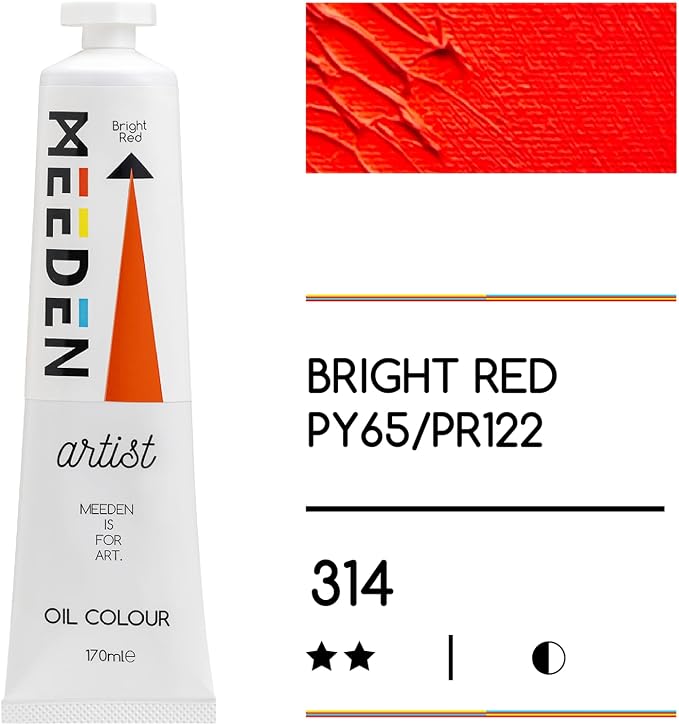 MEEDEN Artist Grade Oil Paint: Bright Red - 170ml/5.7oz Tube - Professional Art - Image 2