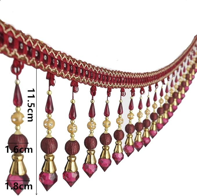 3yards Beading Fringe Trimming Long Beads Tassel Curtain Trim Ribbon Trim - Image 4