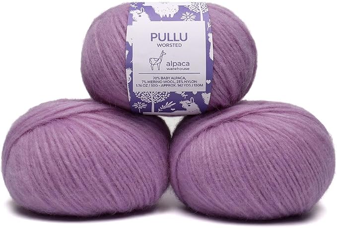 Pullu - Baby Alpaca Merino Wool Yarn Set of 3 Skeins Worsted Weight - Sourced by ALPACAWAREHOUSE