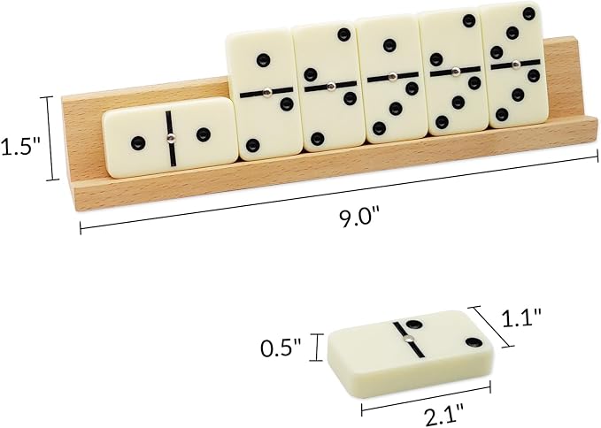 Dominos Set for Adults with 4 Wooden Racks, Double 6 Dominoes Game Set with 28 - Image 5