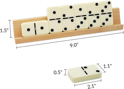 Dominos Set for Adults with 4 Wooden Racks, Double 6 Dominoes Game Set with 28 - Image 5