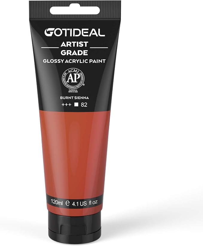 GOTIDEAL Acrylic Paint Burnt Sienna Tubes Non Toxic Non Fading, Rich Pigments by GOTIDEAL