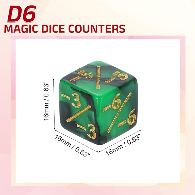 uxcell 24Pcs Magic Dice Counters, Acrylic D6 Life Token Dice Set - Image 2