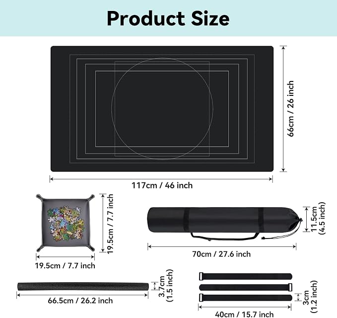 Puzzle Mat Roll Up with Drawstring Storage Bag, Portable Saver Pad 46” x 26” Up - Image 3