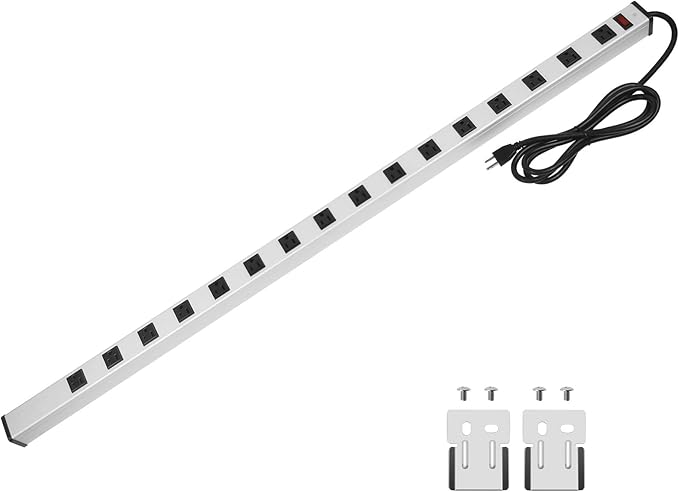 Long Heavy Duty Power Strip, 16 Outlet Large Metal Power Strip, Garage Workshop by CCCEI