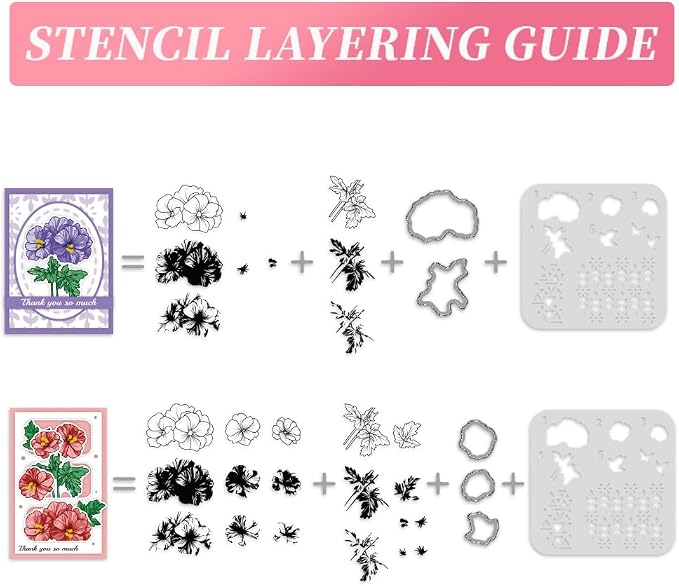 ORIGACH Geranium Layering Stencil Stamp and Die Set - Image 3