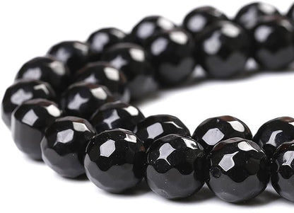 90pcs 4mm Natural Faceted Black Agate Stone Beads - Image 3