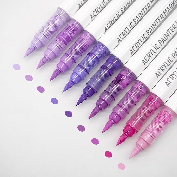 Water Based Acrylic Paint Markers, 9 Colors Acrylic Paint Pens Set by Yolaka