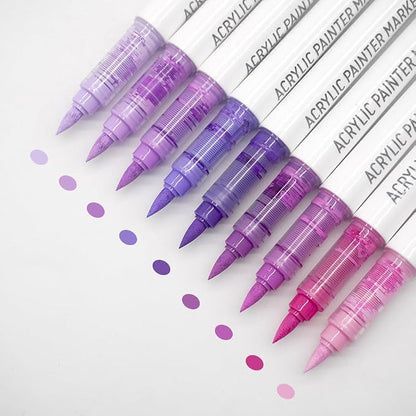 Water Based Acrylic Paint Markers, 9 Colors Acrylic Paint Pens Set by Yolaka