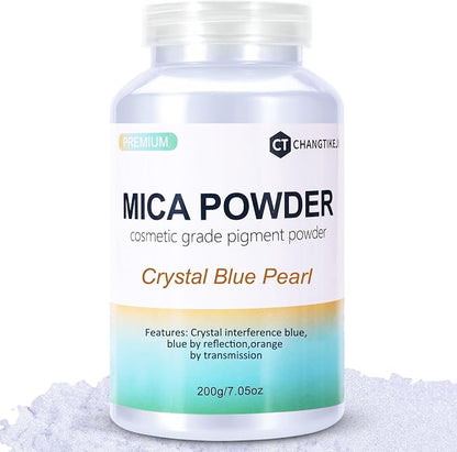 Mica Powder, 7.05OZ（200g）, Crystal Blue Pearl Mica Powder Pigment by CHANGTIKEJIWelcomeYouOrder