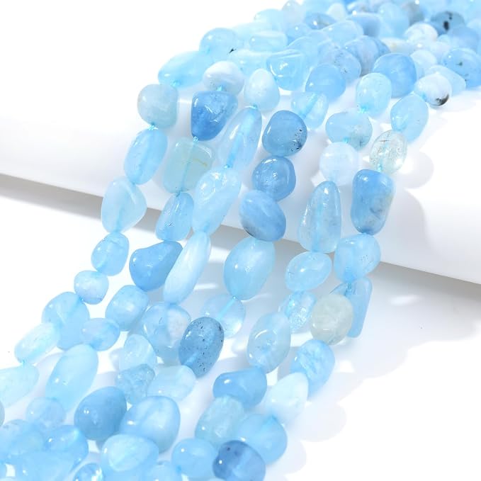 Aquamarine Pebble Nugget Oval Free Tumbled Stone 6-8mm Natural Gemstone Loose - Image 2