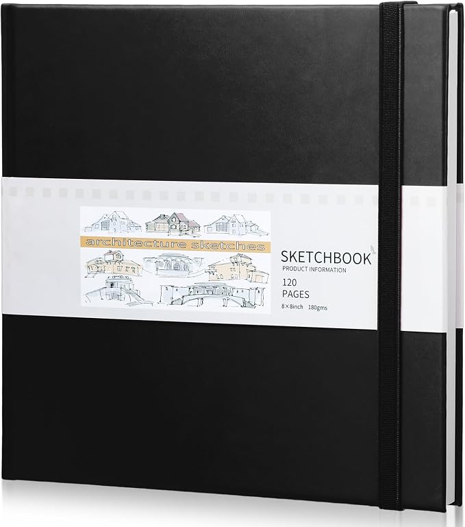 Moinchore Back to School Gifts Square Sketchbook 8 x 8 Inch Hardcover Art by Moinchore