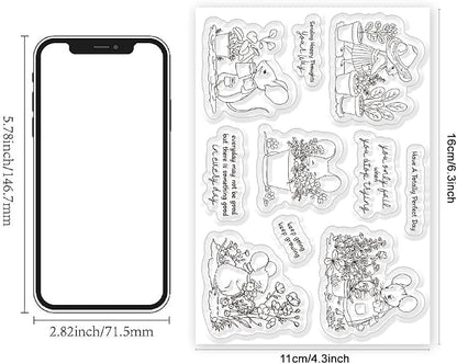 Cute Mouse Garden Planting Flowers Animal Clear Stamps - Image 2