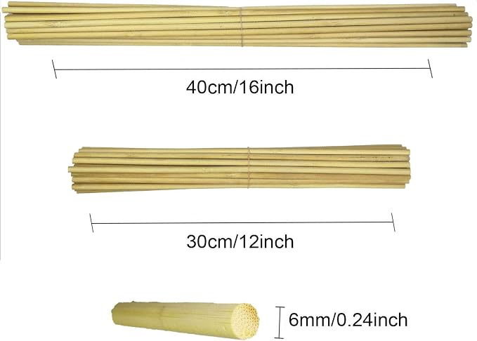 12 Inch Long and 16 Inch Long Natural Blank Round Unfinished Bamboo Dowel Rods - Image 2