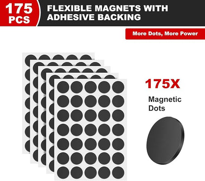 175PCs Magnetic Dots, Self Adhesive Magnet Dots, Flexible Sticky Magnetic Tape - Image 3