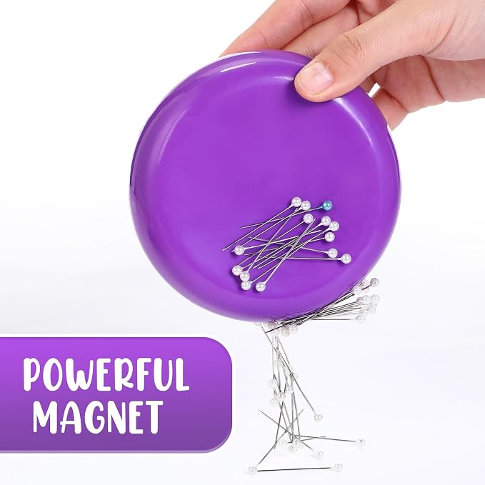 Waydress 2 Pieces Magnetic Pin Holder Sewing Pincushion Round Paper Clip Holder - Image 5
