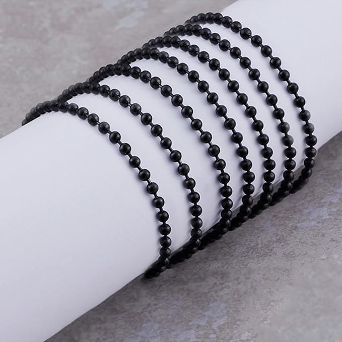Jishi Steel Ball Chain Bead Dog Tag Chain Beaded Necklace Chains - Image 5