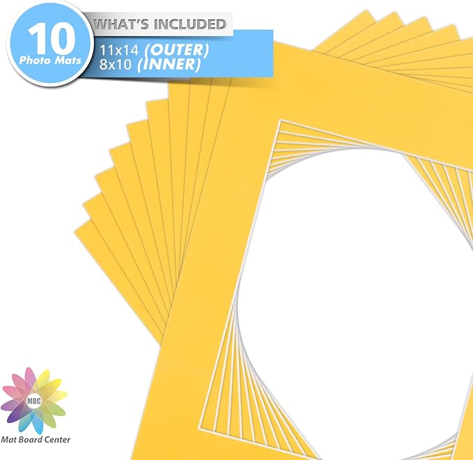 Mat Board Center, 11x14 for 8x10 Deep Yellow Color Mats - Image 4