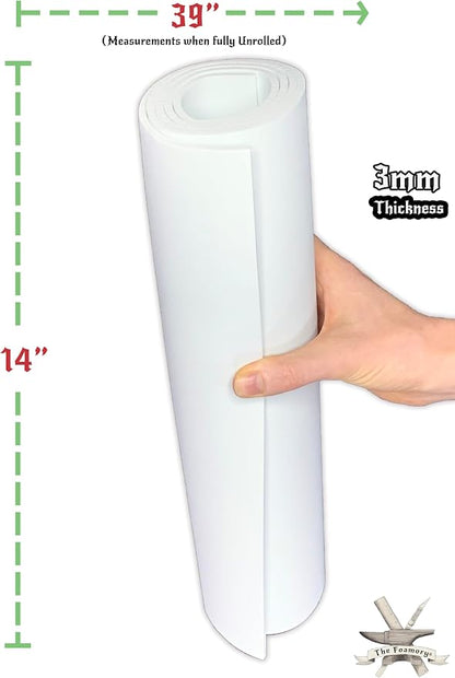 Shape Retention EVA Cosplay Foam - 3mm Thick White 14”x39” High Density EVA - Image 4