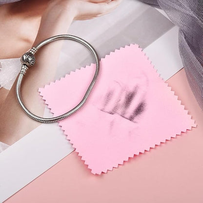 SEVENWELL 100pcs Jewelry Cleaning Cloth Pink Polishing Cloth - Image 5