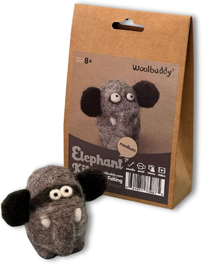 Woolbuddy Needle Felting Kit for Beginners & Adults – Elephant DIY Felt Animal by Woolbuddy