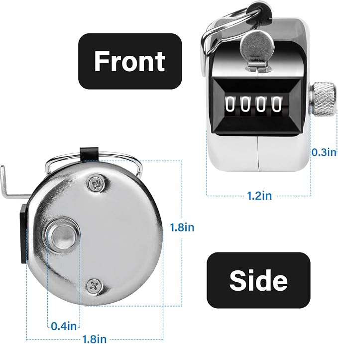 Tally Counter, 4-Digit Clicker Counter, Metal Hand Tally Counters Clicker Pitch - Image 5